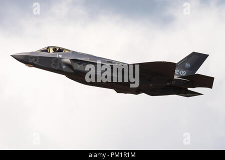 A Lockheed Martin F-35A Lightning II fifth-generation combat aircraft of the Italian Air Force at the Belgian Air Force Days 2018. Stock Photo