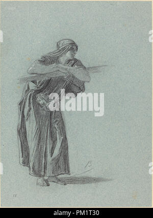 The Woman in the ?Song of Songs?. Dated: c. 1886. Dimensions: sheet: 24.2 x 17.7 cm (9 1/2 x 6 15/16 in.). Medium: black chalk with white heightening on blue wove paper. Museum: National Gallery of Art, Washington DC. Author: Alexandre Bida. Stock Photo