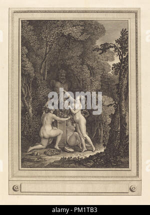 Les nymphes scrupuleuses. Dated: 1784. Medium: etching and engraving. Museum: National Gallery of Art, Washington DC. Author: Geraud Vidal after Nicolas Lavreince. Stock Photo