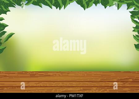 Empty Wooden Floor with Nature Background Vector illustration Stock Vector
