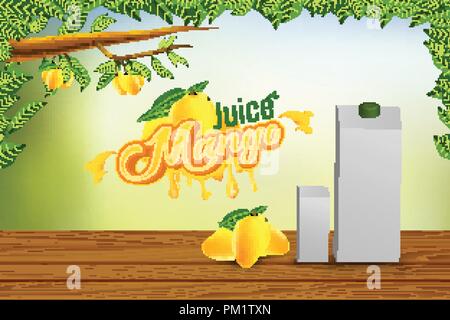 Mango Juice Advertising Banner Ads Vector Background Design Stock Vector
