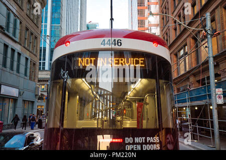 Toronto, Canada-March 7, 2018: Modernized street car in Toronto downtown Stock Photo