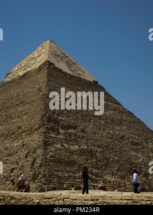 The great pyramid of Giza, also known as Khufu or Cheops, a major tourist destination and archeological site in Giza, Egypt Stock Photo