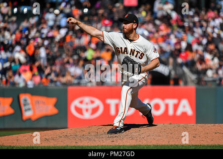 September 16, 2018:San Francisco Giants relief pitcher Sam Dyson (49) in action during the MLB game between the Colorado Rockies and the San Francisco Giants at AT&T Park in San Francisco, California. Chris Brown/CSM Stock Photo