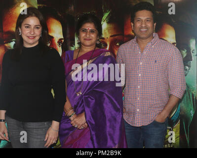 Mumbai, India, 16th Sep 2018:  Special screening of 'Love Sonia' for Sachin Tendulkar and his wife Anjali Tendulkar at Femus studio, Mahalaxm, Mumbai on 16th Sep 2018. photo by Prodip Guha Credit: Prodip Guha/Alamy Live News Stock Photo