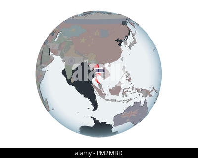 Thailand on political globe with embedded flags. 3D illustration ...