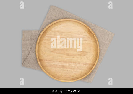 Top view-Pizza board with a napkin on white background. Stock Photo