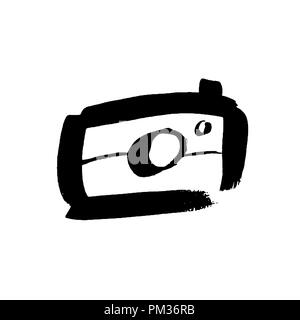 Grunge photo camera icon. Vector illustration. Stock Vector