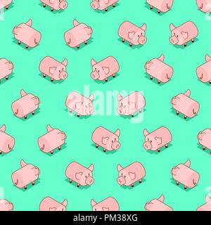 Pig pattern seamless. Pigs background. Farm animal ornament. Vector illustration Stock Vector