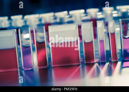 Quartz cuvettes for Chromatography and spectrophotometry in the study of liquids Stock Photo