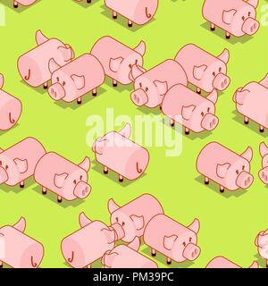 Pig pattern seamless. Pigs background. Farm animal ornament. Vector illustration Stock Vector