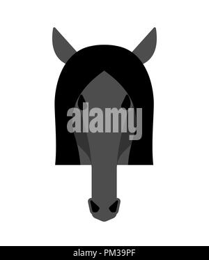 Horse black head isolated. Equine face Vector illustration Stock Vector