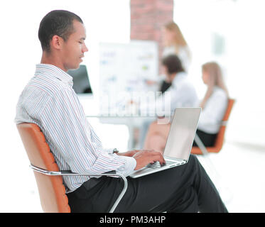 closeup.businessman working on laptop with new data Stock Photo