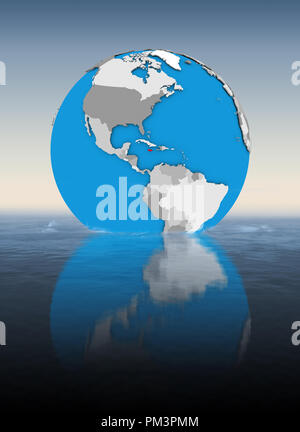 Jamaica on globe floating in water. 3D illustration. Stock Photo