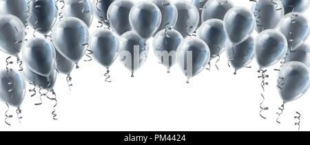 Silver Party Balloons Background Stock Vector