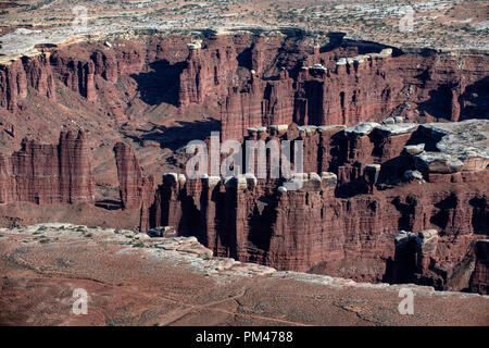 The view from Grand View Point Overlook Canyonlands National Park, Utah, USA. Looking across White Rim towards the Colorado River. Stock Photo