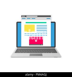 Blogging flat design concept. Vector illustration Stock Vector