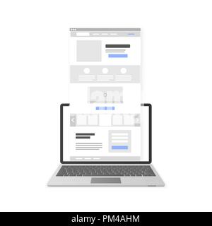 Website landing page with call to action button. Vector illustration isolated on white background Stock Vector