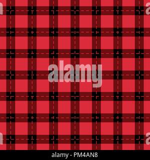 Checkered black and red seamless patterns. Vector Fashion backgrounds. Stock Vector