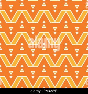 Vector triangular geometric seamless patterns. Orange with yellow colors. Banner background templates. Stock Vector