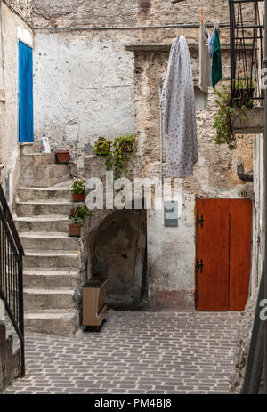 clothes hanging in courtyard, Abruzzo Stock Photo