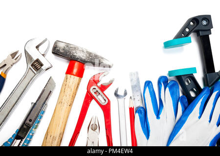 Various used tools isolated on white background Stock Photo