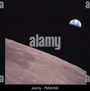 Earthrise over the moon taken from Apollo 11 during July 1969's history ...
