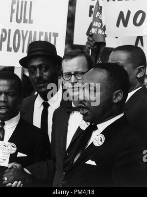 Dr. Martin Luther King, Jr., President of the Southern Christian Leadership Conference, and Mathew Ahmann, Executive Director of the National Catholic Conference for Interrracial Justice, in a crowd during the Civil Rights March on Washington, D.C. August 28, 1963   File Reference # 1003 463THA Stock Photo