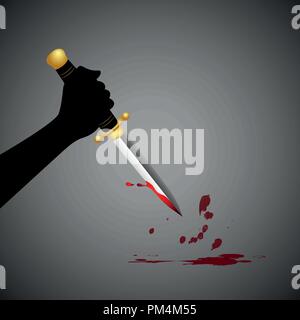 hand hold sharp boody dagger knife vector illustration EPS10 Stock Vector