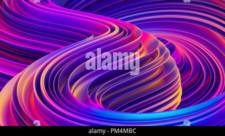 Liquid shapes abstract holographic 3D wavy background.