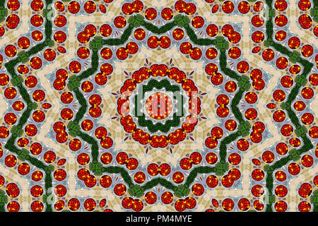 Psychedelic kaleidoscopic illusive symmetrical pattern as background Stock Photo