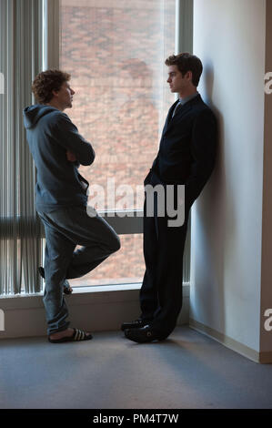 Jesse Eisenberg, left, and Andrew Garfield in Columbia Pictures' 'The Social Network.' Stock Photo