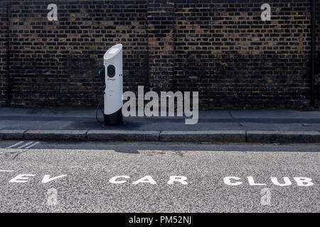 LONDON, UK - AUGUST 25, 2018:  Charging Bay for the EV Car Club in Greenwich Stock Photo