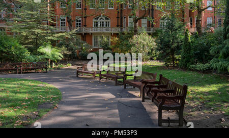 LONDON, UK - AUGUST 25, 2018:  View of Mount Street Gardens in Mayfair Stock Photo