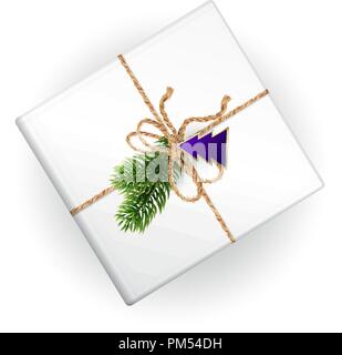 A mockup of a Christmas gift box with decoration Stock Vector