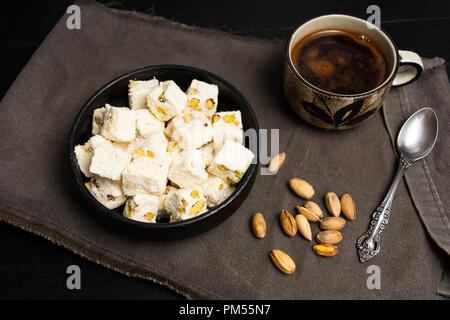 Turkish delight dessert with pistachio on a plate Stock Photo