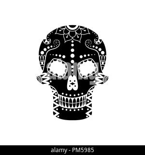 Vector sugar skull with floral pattern. Illustration for Day of the Dead Stock Vector