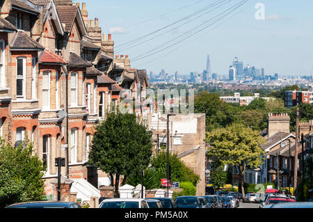 The Shard and the City of London seen from Woodland Road in Crystal Palace, London Stock Photo