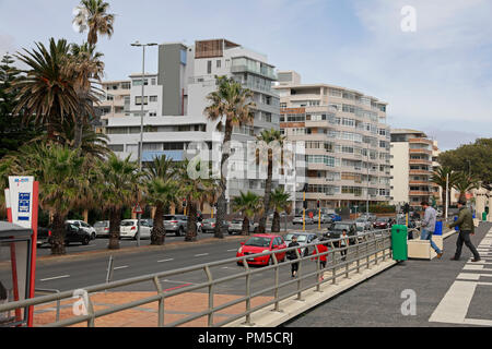 MyCiTi bus stop at the Sea Point municipal swimming pool Beach Road, Sea Point, Cape Town, South Africa. Stock Photo