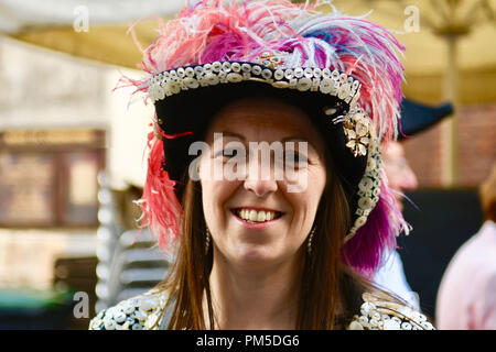 Pearly Queen,Harvest Festival Celebrations,Guildhall Yard,City of London.UK Stock Photo