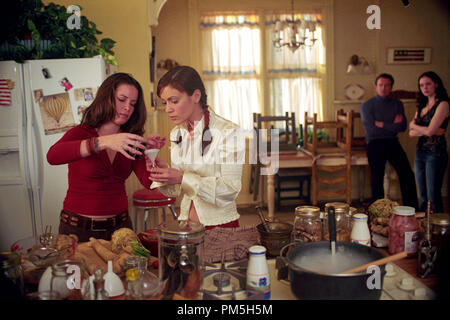 Studio Publicity Still from 'Charmed' Episode name: 'Charmed and Dangerous' Holly Marie Combs, Alyssa Milano, Julian McMahon, Rose McGowan 2002 Photo credit: Richard Cartwright Stock Photo