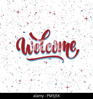 welcome lettering text. Modern calligraphy style illustration. Stock Vector