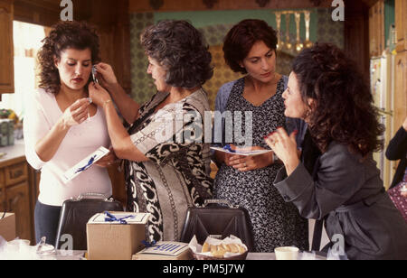 Film Still / Publicity Still from 'My Big Fat Greek Wedding' Nia Vardalos, Lainie Kazan, Bess Meisler, and Gia Carides © 2002 IFC Films Stock Photo