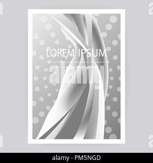 Fluid liquid shapes composition. Wavy geometric background. Monochrome grey abstract backdrop. Halftone circles elements. Gradient wave template vecto Stock Vector