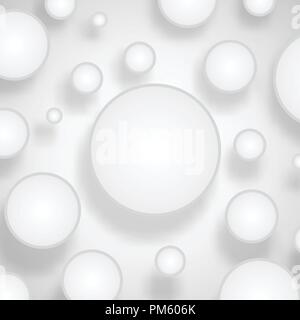 White circle paper cut style with drop shadows on white background Stock Vector