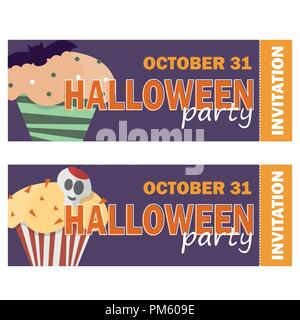 Background with Halloween cupcake - Invitation to party or greeting card Stock Vector