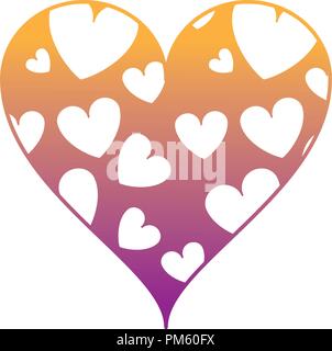 Hearts inside heart frame rainbow lines Stock Vector