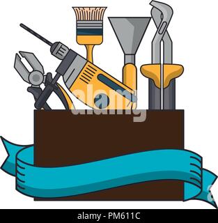 Box with construction tools Stock Vector