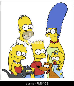 Film Still / Publicity Stills from 'The Simpsons' Homer, Marge, Maggie, Santa's Little Helper, Bart, Snowball II and Lisa  2000 File Reference # 30846098THA  For Editorial Use Only -  All Rights Reserved Stock Photo