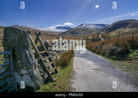 Snowdon and stile Stock Photo